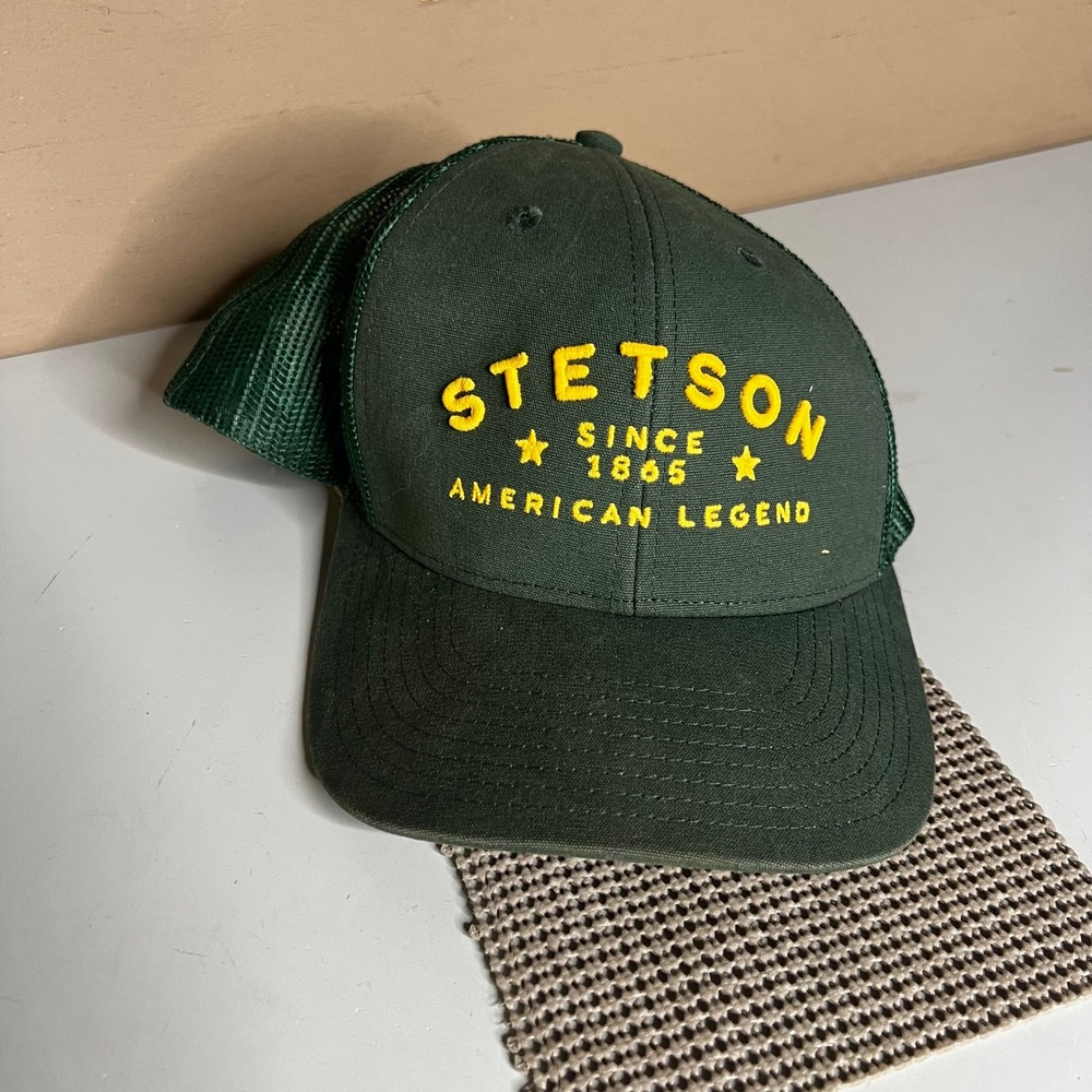 Stetson American Legend Trucker Hat Green Yellow Mesh Snapback Cap RN162443